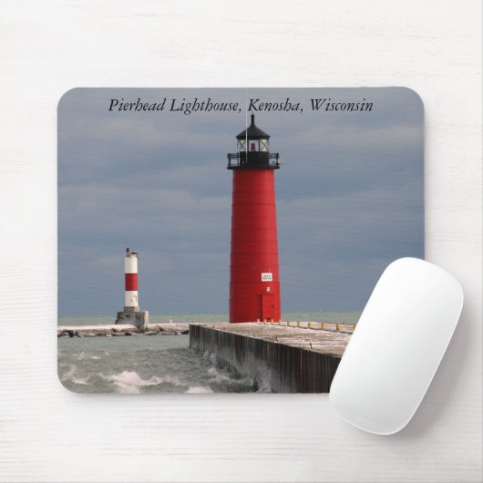 Pierhead Leuchtturm, Kenosha, Wisconsin Mousepad (Mit Mouse)