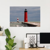 Pierhead Lighthouse, Kenosha, Wisconsin Poster (Heimbüro)