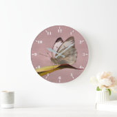 Pieris Garden White Schmetterling Große Wanduhr (Zuhause)