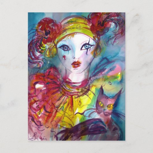 Piero mit Venezianischen Masquerade Postkarte (Vorderseite)