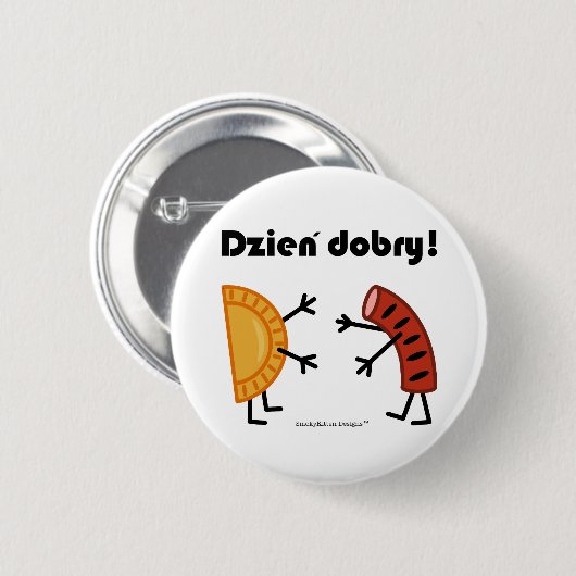 Pierogi u. Kielbasa - Dzien Dobry! Button (Vorne & Hinten)