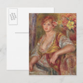 Pierre A Renoir | Blonde Frau mit Rose Postkarte (Vorne/Hinten)