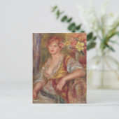 Pierre A Renoir | Blonde Frau mit Rose Postkarte (Stehend Vorderseite)