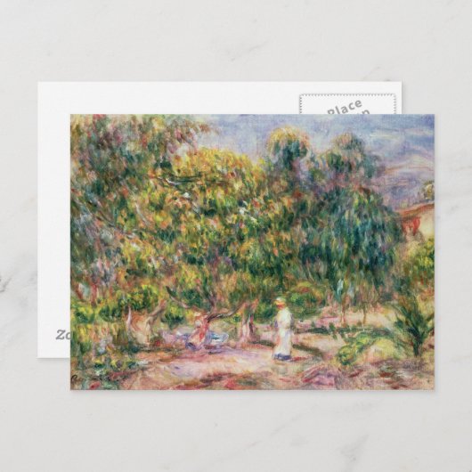 Pierre A Renoir | Frau im Garten von Les Colettes Postkarte (Vorne/Hinten)
