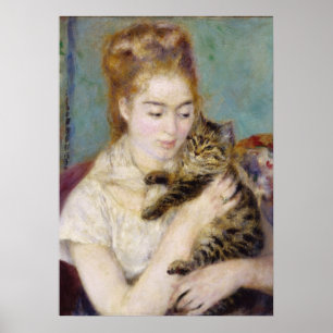 Pierre A Renoir   Frau mit Katze Poster
