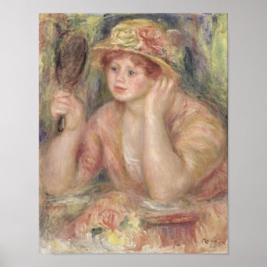 Pierre A Renoir | Frau mit Spiegel Poster (Vorne)