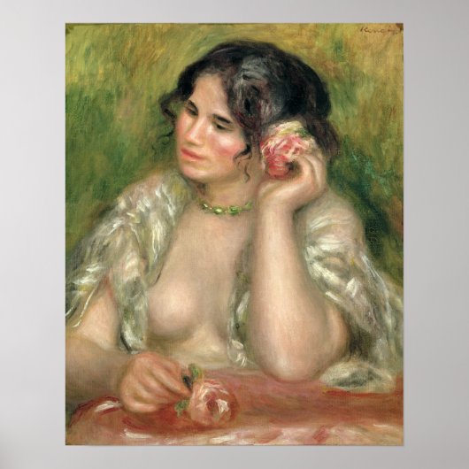 Pierre A Renoir | Gabrielle mit Rose Poster (Vorne)