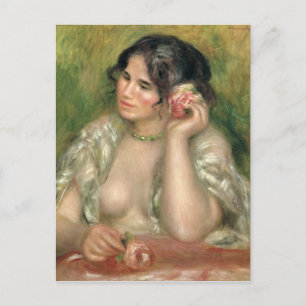 Pierre A Renoir Gabrielle mit Rose Postkarte