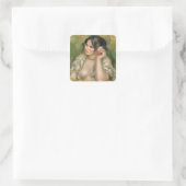 Pierre A Renoir | Gabrielle mit Rose Quadratischer Aufkleber (Tasche)