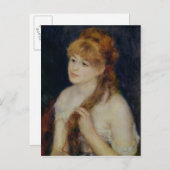 Pierre A Renoir | Junge Frau, die sich die Haare h Postkarte (Vorne/Hinten)
