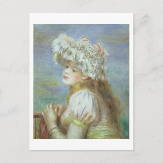 Pierre A Renoir | Junge Frau in einem Hut Postkarte (Vorderseite)