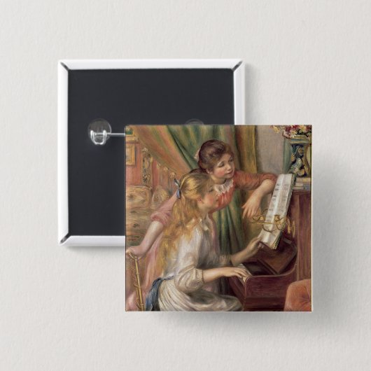 Pierre A Renoir | Junge Mädchen am Klavier Button (Vorne & Hinten)