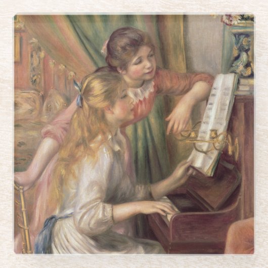 Pierre A Renoir | Junge Mädchen am Klavier Glasuntersetzer (Vorderseite)