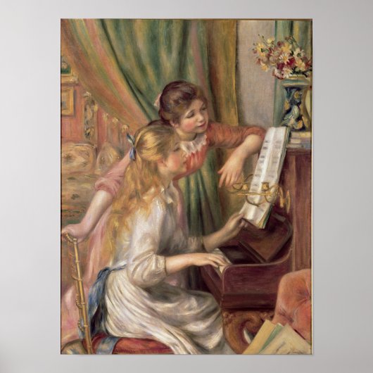 Pierre A Renoir | Junge Mädchen am Klavier Poster (Vorne)