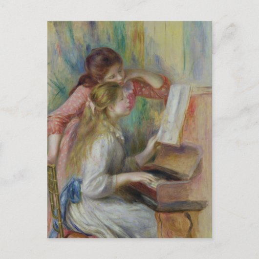Pierre A Renoir | Junge Mädchen am Klavier Postkarte (Vorderseite)