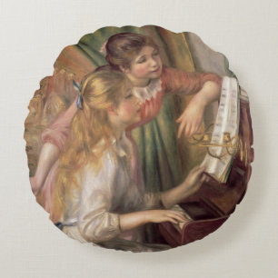 Pierre A Renoir Junge Mädchen am Klavier Rundes Kissen