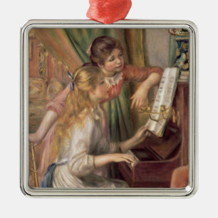 Pierre A Renoir   Junge Mädchen am Klavier Silbernes Ornament