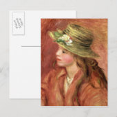 Pierre A Renoir | Junge Mädchen in einem Strohhut Postkarte (Vorne/Hinten)