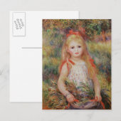 Pierre A Renoir | Kleine Mädchen, die Blume tragen Postkarte (Vorne/Hinten)