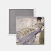 Pierre A Renoir | Madame Monet auf einem Sofa Magnet (Vorderseite/Rückseite)