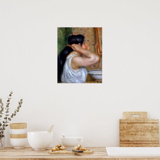 Pierre A Renoir | Mädchen, die ihr Haar bekommt Poster (Küche)