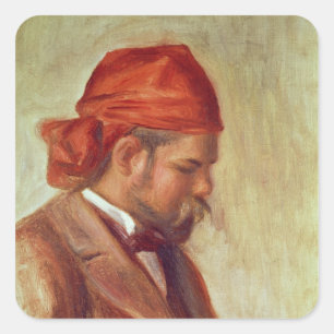 Pierre A Renoir Portrait von Ambroise Vollard Quadratischer Aufkleber