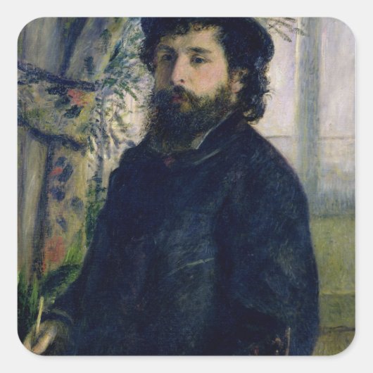 Pierre A Renoir | Portrait von Claude Monet Quadratischer Aufkleber (Vorderseite)
