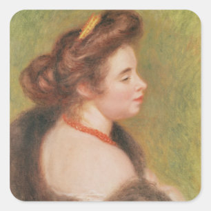 Pierre A Renoir   Portrait von Frau Maurice Denis Quadratischer Aufkleber