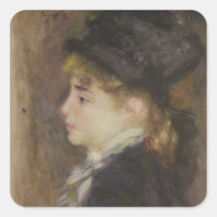 Pierre A Renoir Portrait von Margot Quadratischer Aufkleber
