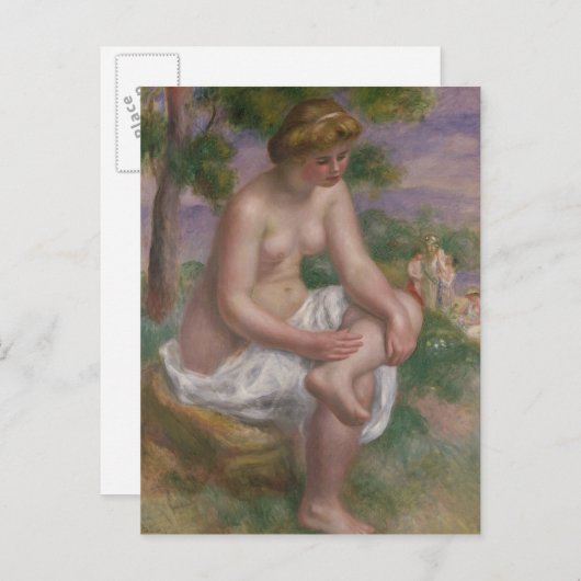 Pierre A Renoir | Sitzbäder in einer Landschaft Postkarte (Vorne/Hinten)
