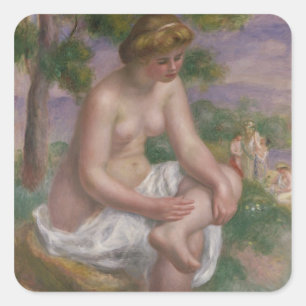 Pierre A Renoir   Sitzbäder in einer Landschaft Quadratischer Aufkleber
