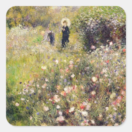 Pierre A Renoir | Sommerlandschaft Quadratischer Aufkleber (Vorderseite)