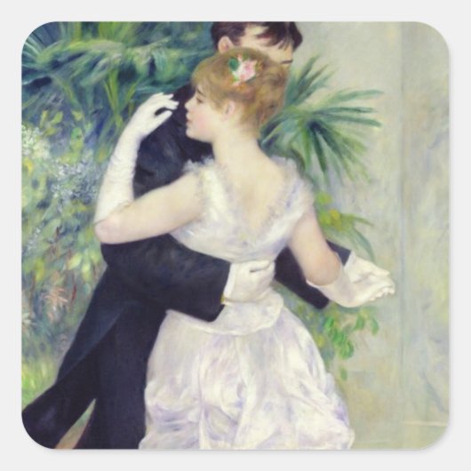 Pierre A Renoir | Tanz in der Stadt Quadratischer Aufkleber (Vorderseite)