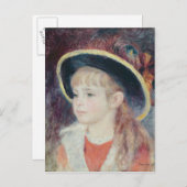 Pierre A Renoir | Young Girl in a Blue Hat Postkarte (Vorne/Hinten)