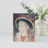 Pierre A Renoir | Young Girl in a Blue Hat Postkarte (Stehend Vorderseite)