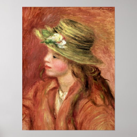 Pierre A Renoir | Young Girl in a Straw Hat Poster (Vorne)