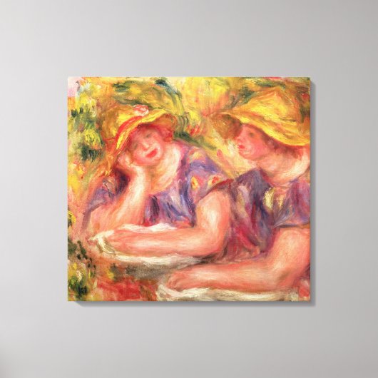 Pierre A Renoir | Zwei Frauen in blauen Blüten Leinwanddruck (Vorderseite)