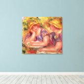 Pierre A Renoir | Zwei Frauen in blauen Blüten Leinwanddruck (Insitu (Holzboden))