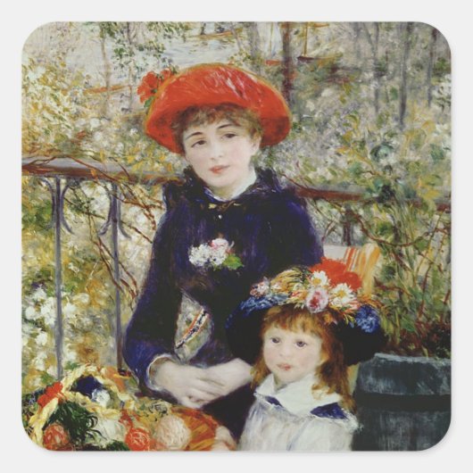 Pierre A Renoir | Zwei Schwestern oder auf der Ter Quadratischer Aufkleber (Vorderseite)