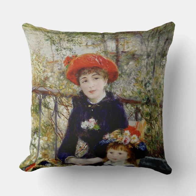 Pierre A Renoir| Zwei Schwestern oder auf der Terr Kissen (Vorderseite)