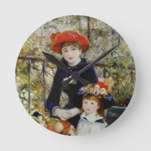 Pierre A Renoir  Zwei Schwestern oder auf der Terr Runde Wanduhr