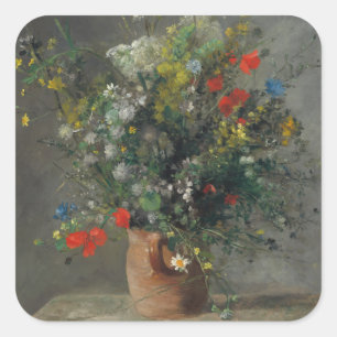 Pierre-Auguste Renoir - Blume in einer Vase 1866 Quadratischer Aufkleber