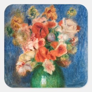 Pierre-Auguste Renoir - Blumenstrauß Quadratischer Aufkleber