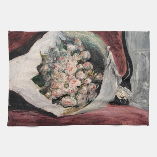 Pierre-Auguste Renoir - Bouquet in einer Box Geschirrtuch (Horizontal)