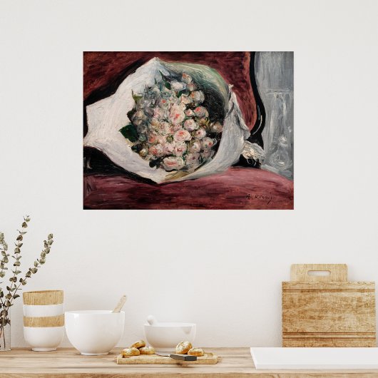 Pierre-Auguste Renoir - Bouquet in einer Box Poster (Küche)