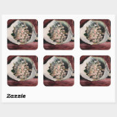 Pierre-Auguste Renoir - Bouquet in einer Box Quadratischer Aufkleber (Blatt)