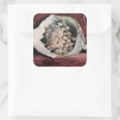 Pierre-Auguste Renoir - Bouquet in einer Box Quadratischer Aufkleber (Tasche)