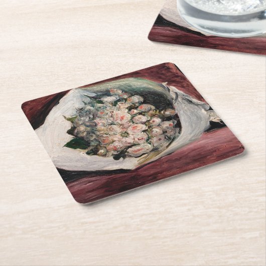 Pierre-Auguste Renoir - Bouquet in einer Box Rechteckiger Pappuntersetzer (angewinkelt)