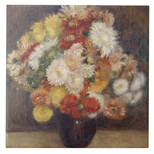 Pierre Auguste Renoir Bouquet von Chrysanthemen Fliese (Vorderseite)