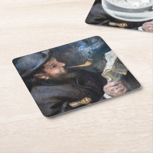 Pierre-Auguste Renoir - Claude Monet Reading Rechteckiger Pappuntersetzer (angewinkelt)